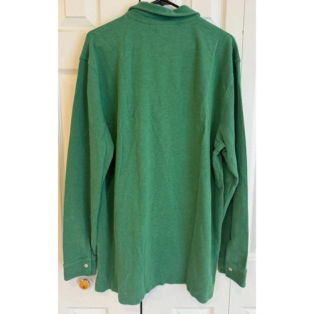 Psycho Bunny Long Sleeve Polo Shirt Green Pima Cotton Embroidered Logo Men's 9 - Picture 6 of 7
